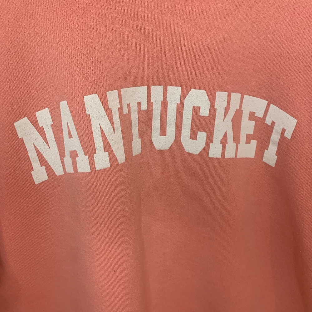 Vintage Nantucket Women’s Sweatshirt Large Peach/Pink Spellout Poly Cotton - Picture 3 of 7